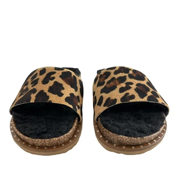 New Vince Camuto Women's Kanadial Slide Sandal Suede calf Hair Faux Fur Slip On - Picture 6 of 9